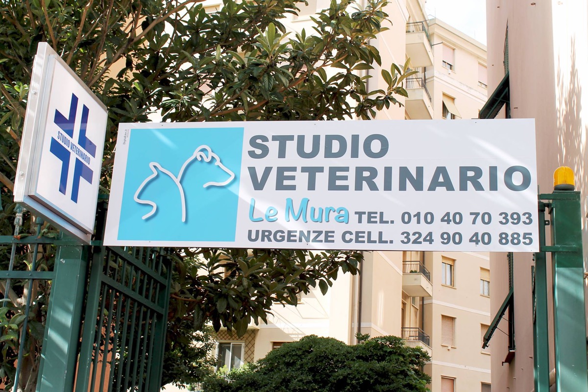 Insegna esterna dell'Ambulatorio Veterinario Le Mura a Genova